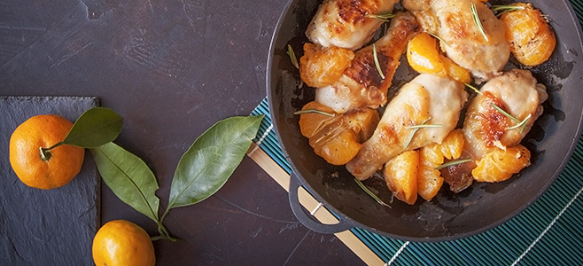 tangerine sauce citrus sauce over chicken legs and breasts